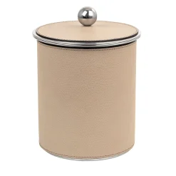 Axel Beige Leather Ice Bucket