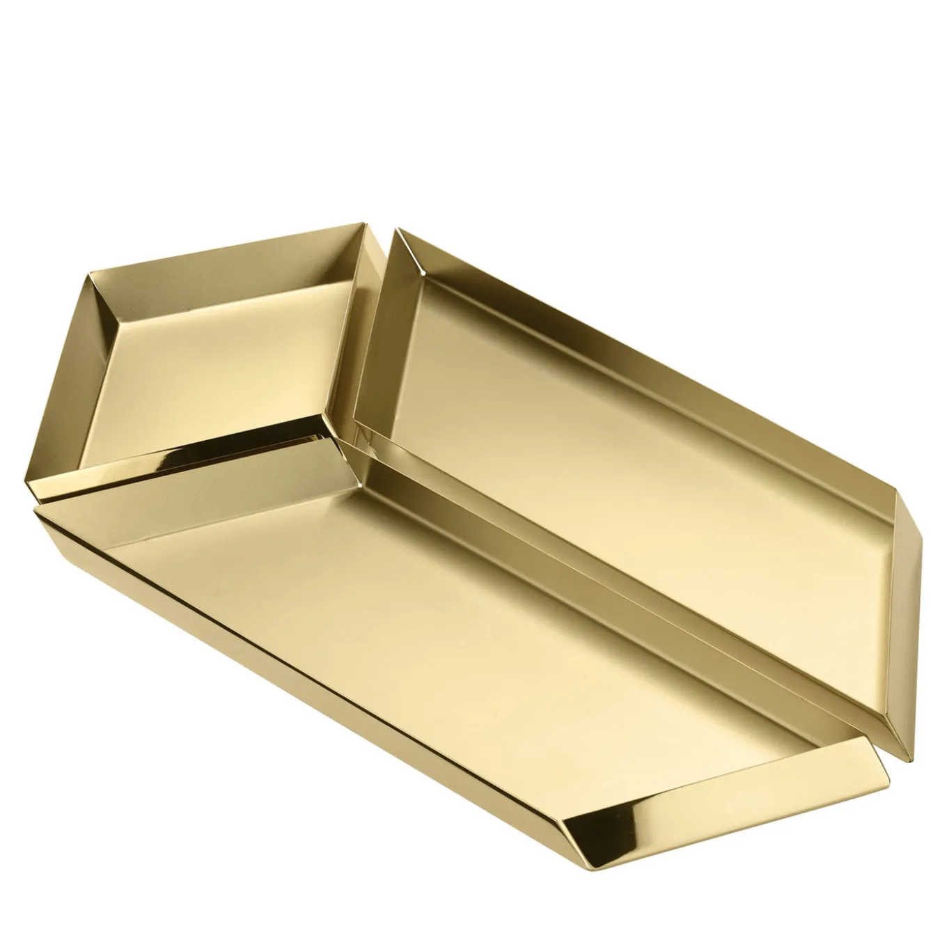 Axonometry Polished Brass Large Parallelepiped Tray By Elisa Giovannoni