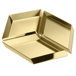 Axonometry Polished Brass Large Cube Tray By Elisa Giovannoni