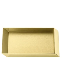 Axonometry Polished Brass Small Rectangular Tray By Elisa Giovannoni