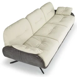 Ayton White Leather Sofa