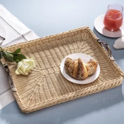 Azalea Rectangular Wicker Tray with Horn Handles