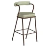 Baba Brown Steel & White Cream Velvet Cushion Bar Stool by Serena Confalonieri