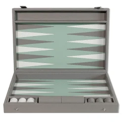 Backgammon Box 45 Luna Gray Leather Board Game