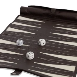 Backgammon Soft Travel 30 Cocoa Brown Leather Board Game