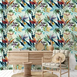 Bali Wallpaper with Tropical Print