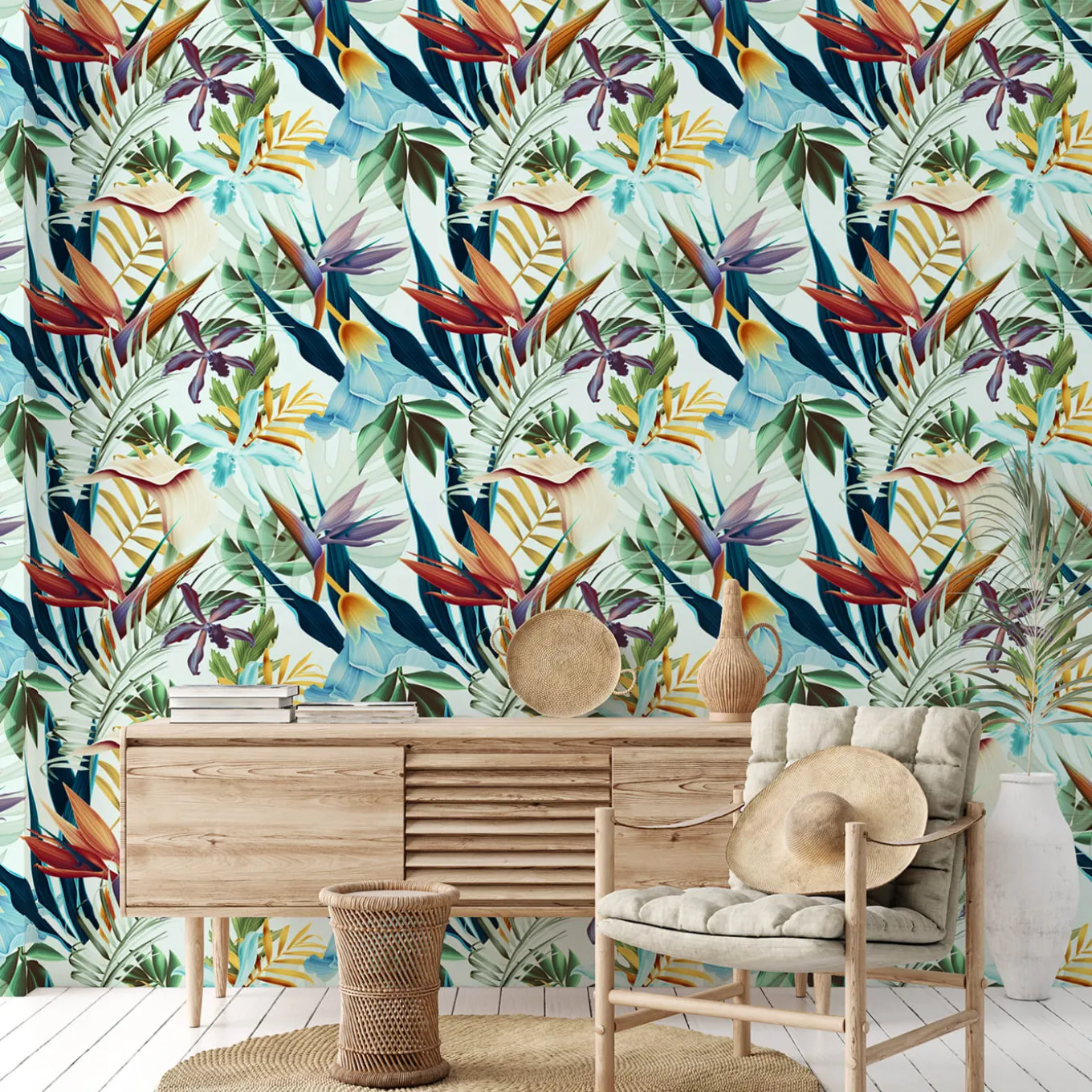 Bali Wallpaper with Tropical Print