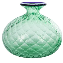 Balloton Green Vase with Blue Rim