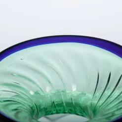 Balloton Green Vase with Blue Rim