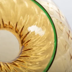 Balloton Light-Amber Vase with Green Rim