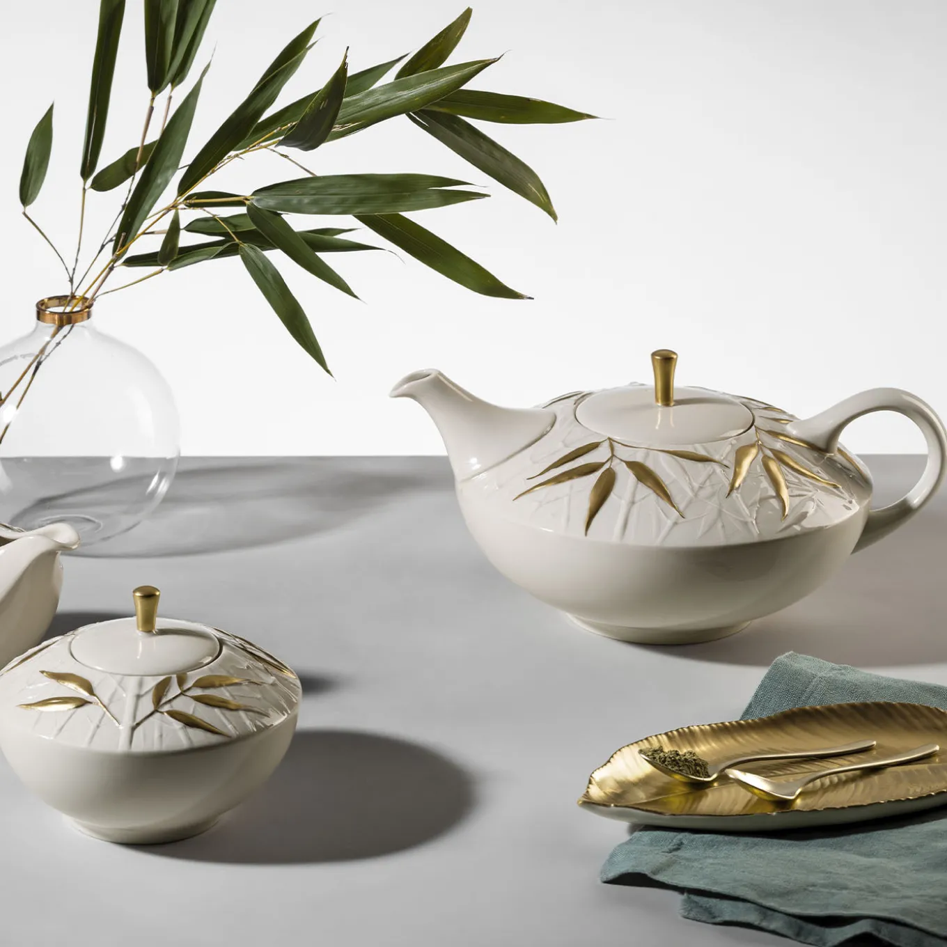 Bambù White Porcelain Sugar Bowl