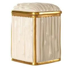 BAMBOO CANISTER - WHITE AND GOLD