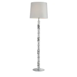 Bamboo Cromo Floor Lamp with Gray Shade