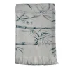 Bamboo Fringed Off-White Handpainted Blanket