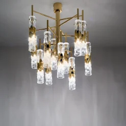 Bamboo Gold Glass Chandelier