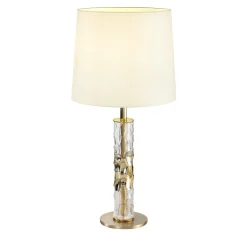 Bamboo Gold Glass Table Lamp with Ivory Shade