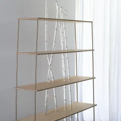 Bambuseto Wood and Glass Bookshelf