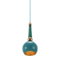 B'Anthology Turquoise and Gold Leaf Pendant Lamp