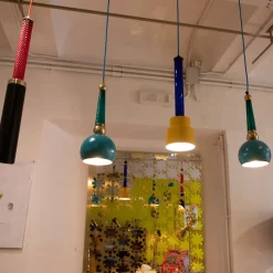 B'Anthology Turquoise and Gold Leaf Pendant Lamp