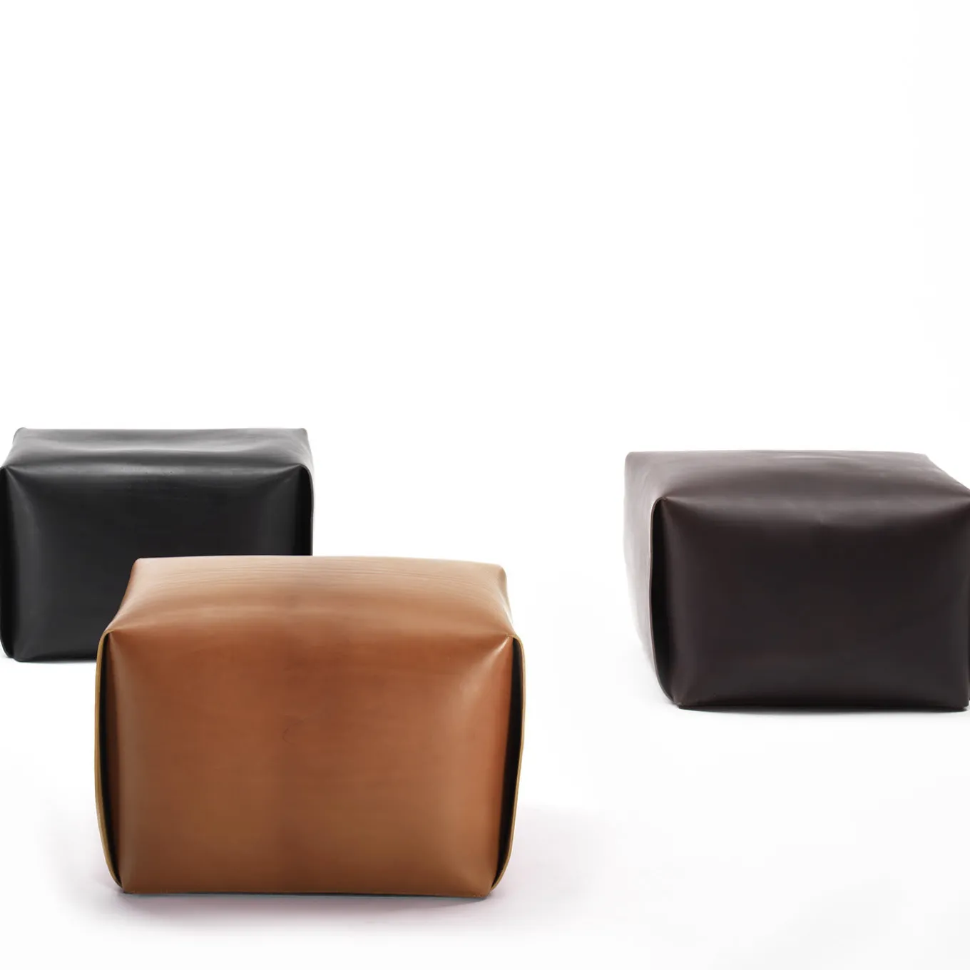 Bao Natural Leather Pouf by Viola Tonucci