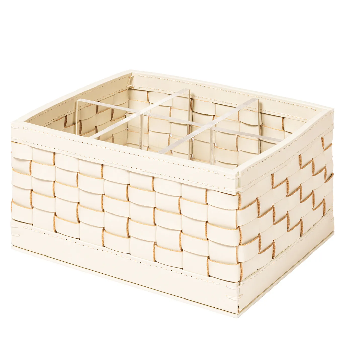 Barcellona Ivory Leather Cutlery Holder