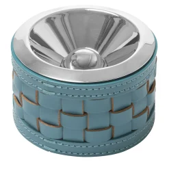 Barcellona Round Turquoise Leather Ashtray