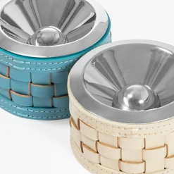 Barcellona Round Turquoise Leather Ashtray