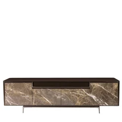 Barney Brown Lacquer Sideboard With Marble Doors