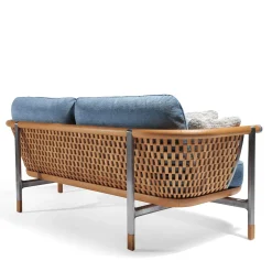 Basket Light Blue Fabric And Wood Outdoor Sofa