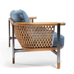 Basket Light Blue Fabric And Wood Outdoor Sofa