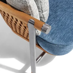 Basket Light Blue Fabric And Wood Outdoor Sofa