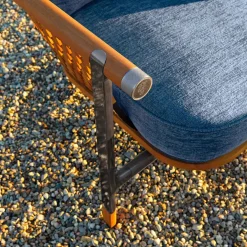 Basket Light Blue Fabric And Wood Outdoor Sofa