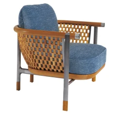 Basket Light Blue Fabric And Wood Outdoor Armchair