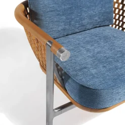 Basket Light Blue Fabric And Wood Outdoor Armchair