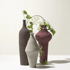 Battuti Brown Slim-Neck Vase by Andrea Anastasio