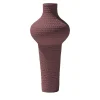 Battuti Burgundy Round-Top Vase by Andrea Anastasio