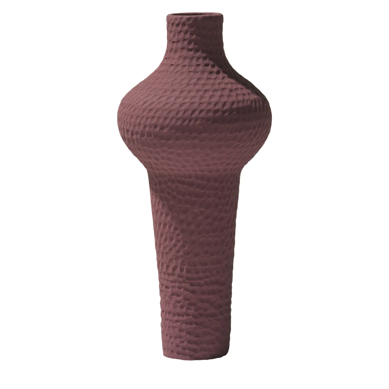 Battuti Burgundy Round-Top Vase by Andrea Anastasio