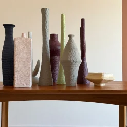 Battuti Light Gray Rhomboidal Vase by Andrea Anastasio