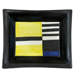 Bauhaus Yellow-Black Ceramic Pocket Tray by Benedetto Longobardi