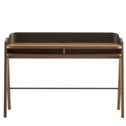 Bavero Cognac Leather Desk with Walnut Legs