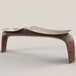Bayou Brown Wood and Cast Bronze Bench #2