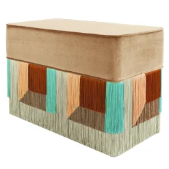 Beige Couture Geometric Flo Rectangular Pouf