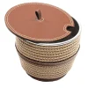 Beige Eco-Leather Coffee Container with Lid and Rope Inserts