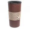 Beige Eco-Leather Umbrella Stand with Rope Inserts