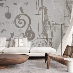 Beige greek decoration textured wallpaper