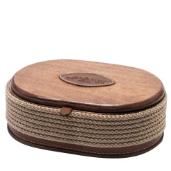 Beige Rope Oval Jewelry Box