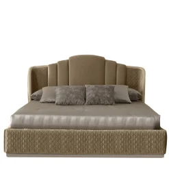 Beige Textile Bed