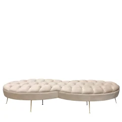 Beige Tufted Bench