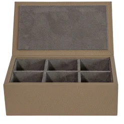 Beige Wood & Leather Tea Box