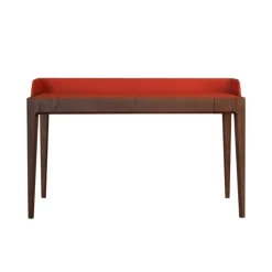 Bellagio Ash Wood Desk With Red Leather Upholstery And Hidden Drawer